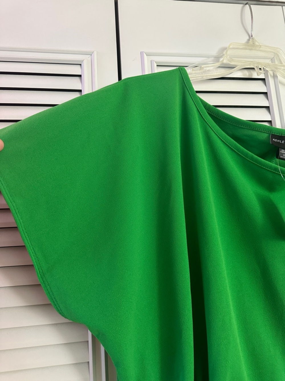 Ashley Stewart Bright Green Short Sleeve Peplum Blouse Size 22/24 - Picture 4 of 6